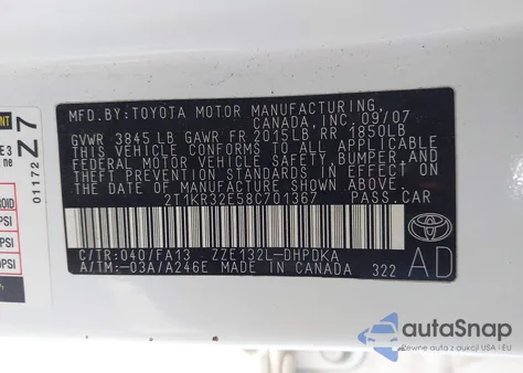 2008 Toyota Matrix from USA, damaged, VIN 2T1KR32E58C701367